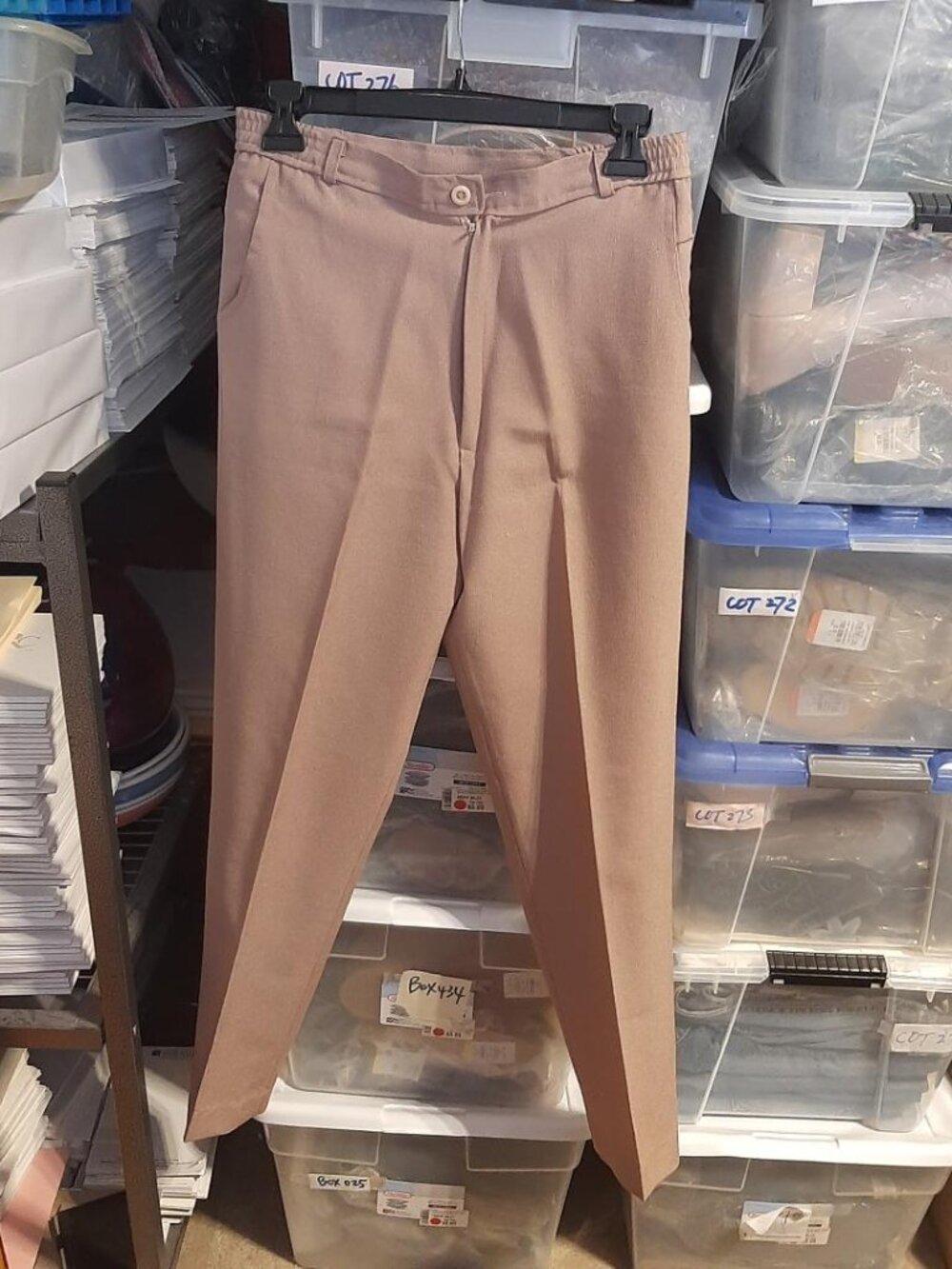 Vintage WMN Pleated Pant Classic Slighty Tapered Leg Zipper Beige Sz M